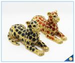 Wholesale Spot Leopard Shape Trinket Box Crystal Metal Trinket Box SCJ294