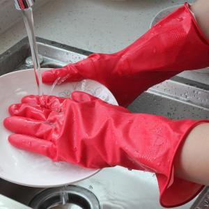 Quality Kitchen Rubber Dip Flocklined Latex Dishwashing Gloves 80g wholesale
