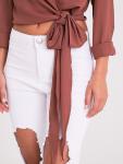 Latest Fashion Ladies Wrap Blouse With Tie