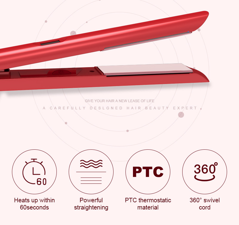 45W Ceramic Flat Iron Hair Straightener 3D Floating Titanium Plates Household