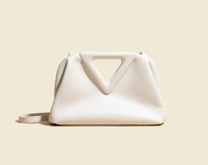 Quality Cowhide Ladies Clutch Bags Inverted Triangle Clip Frame wholesale