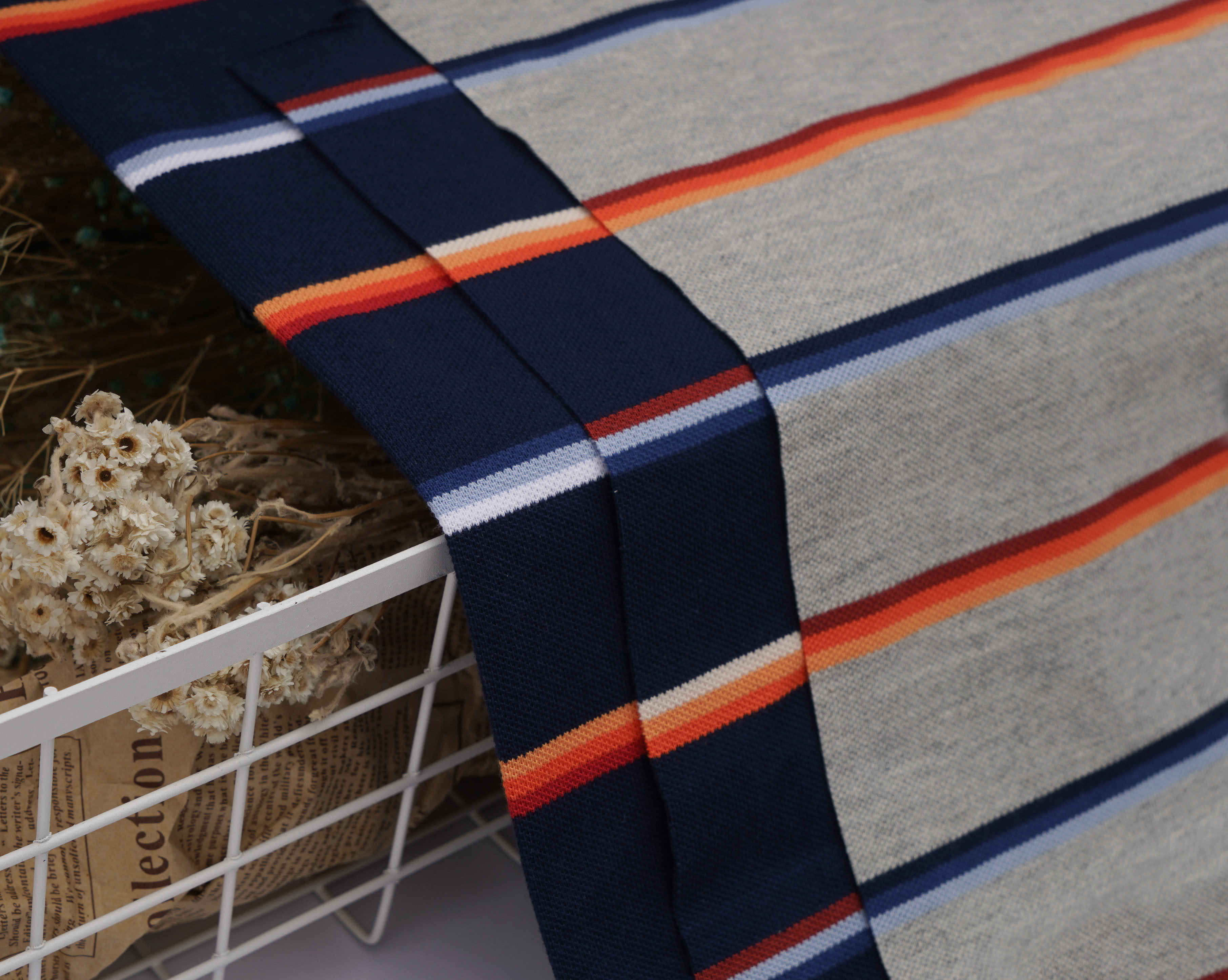 Combed Cotton And Durble Breathable Striped Knit Fabric For Casual Polo Shirt