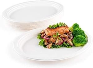 Quality Natural Biodegradable Sugarcane Bagasse Plates , Microwavable Dessert Paper Plates wholesale