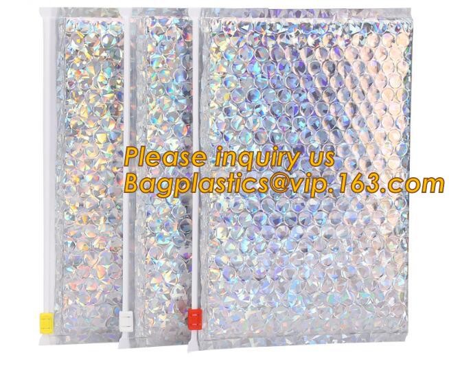 Cosmetic Pink Slider Padded Bag/Silver k Bag With Bubble,Padded Envelopes Cheap Aluminium Foil k Holographic
