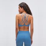 Fitness Sexy Lulu Cross Back Padded Custom Logo Workout Women's Solid Color