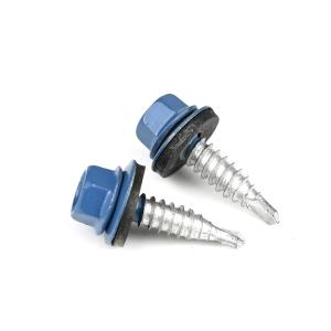 Quality 6.3x22 Hex Head Self Drilling Screw Stainless Steel Bi-Metal Roofing Stitch Screws in Blue wholesale