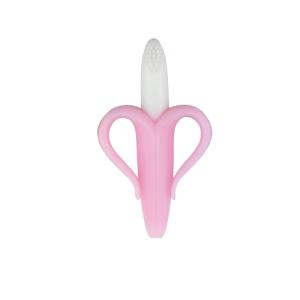 China Portable Pink Banana Teething Brush , 360 Degree Baby Bath Silicone Brush on sale