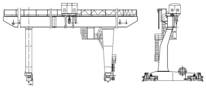 Outdoor L Type Single Beam Gantry Crane , Electric Travelling Gantry Crane
