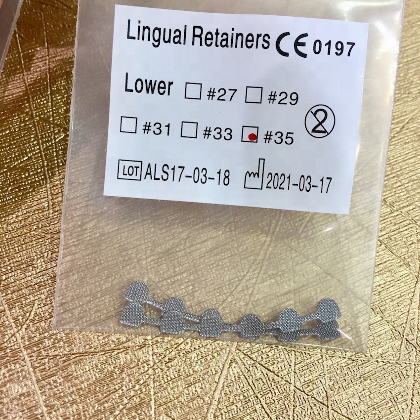 Lower Size 29 31 33 35 37 Orthodontic Dental Brackets Inside Oral Cavity Lingual Retainer Bonding Splints Packaged in Plastic Bag