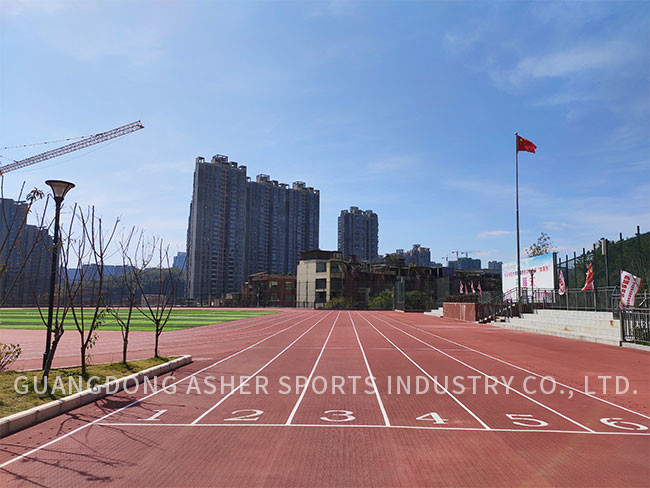 Outdoor Red Prefabricated Running Track Material 1.28mm Vertical Deformation