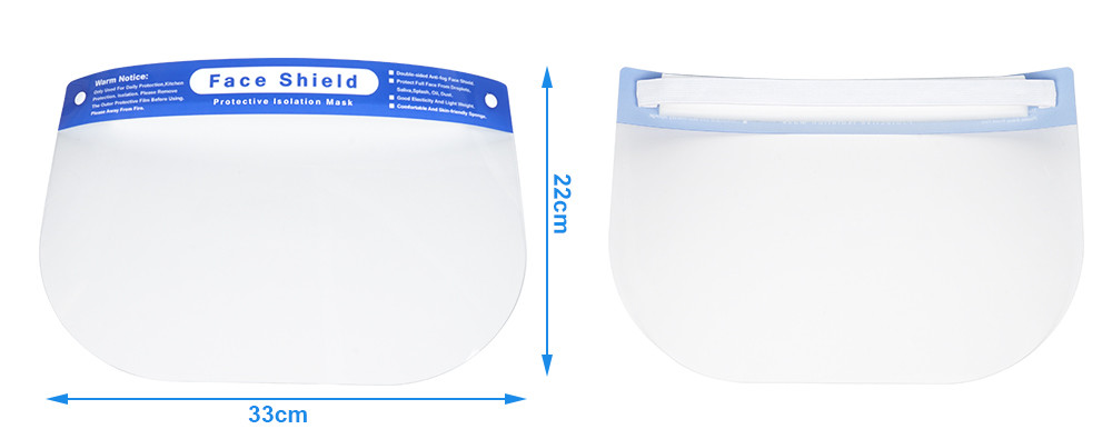 Elastic Band Clear Safety Face Shield , Portable Large Area Fluid Resistant Full Cover Face Shield