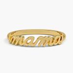 Classic 925 Sterling Silver14K Gold Highly Polished MAMA Women Rings In