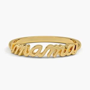 Quality Classic 925 Sterling Silver14K Gold Highly Polished MAMA Women Rings In Minimalist Design wholesale