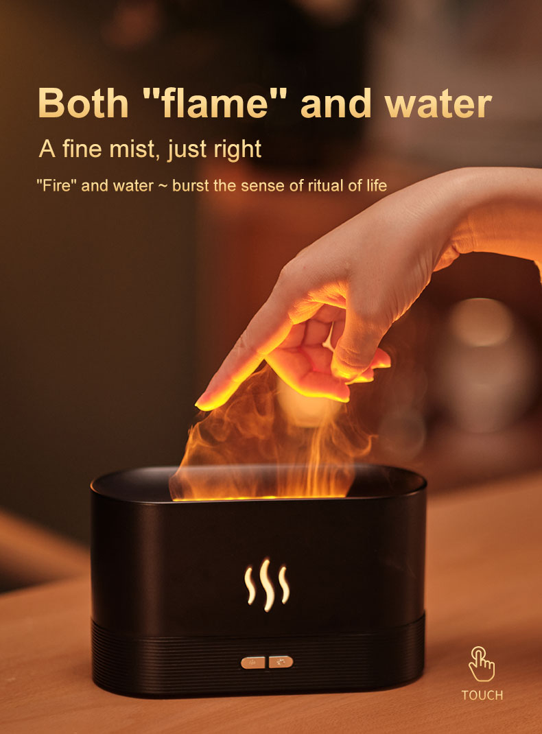 Homefish 2022 Newest Fire Diffuser Ultrasonic 180ml Oil Diffus Essenti Oil Aroma Diffuser Humidifier Flam