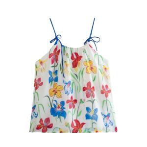Quality Customized Cute Sleeveless Tops Flower Printing Condole Belt wholesale