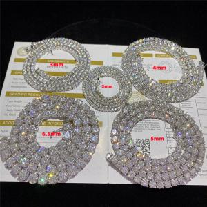 Quality VVS Moissanites Tennis Diamond Necklace Hip Hop 925 Sterling Silver 2mm 3mm 5mm 6.5mm wholesale