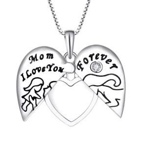 Quality YASVITTI 925 Sterling Silver Mom I Love You Forever Heart Locket Pendant Necklace for Women wholesale