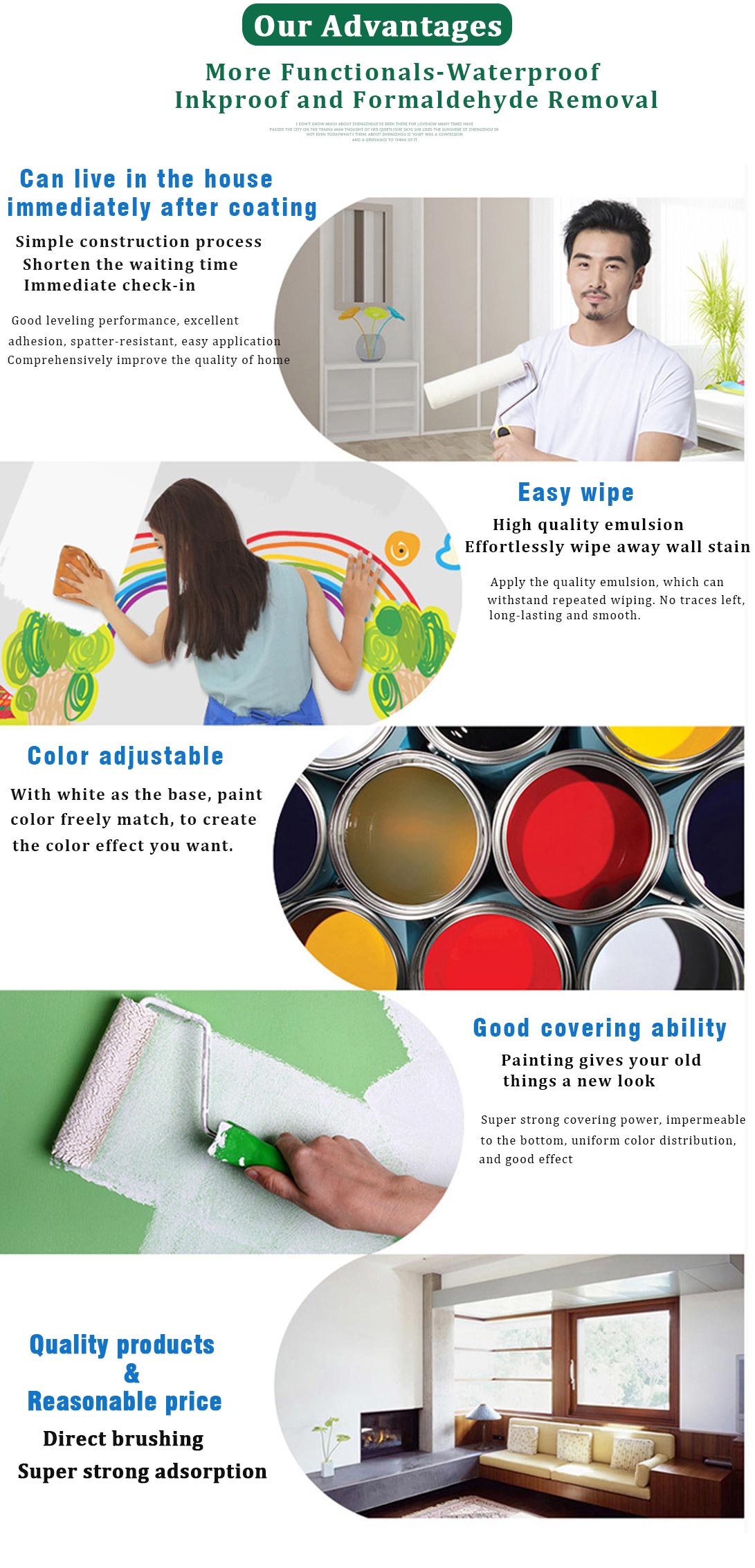 Net Formaldehyde Advantage One Coat Wall Paint Interior Emulsion Paint CAS No. 79-10-7