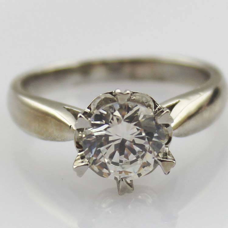 Women Jewelry 6mm Blue Topaz Cubic Zirconia 925 Silver Solitaire Ring (F09)