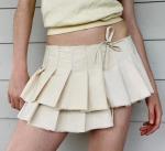 Small Quantity Garment Manufacturer Irregular Denim Pleated Skirt For Women With