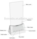 restaurant food service call system with menu holder button