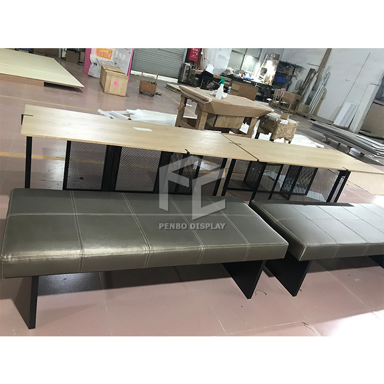 Gold Color Clothes Display Store Furniture Plywood Stainless Steel Material