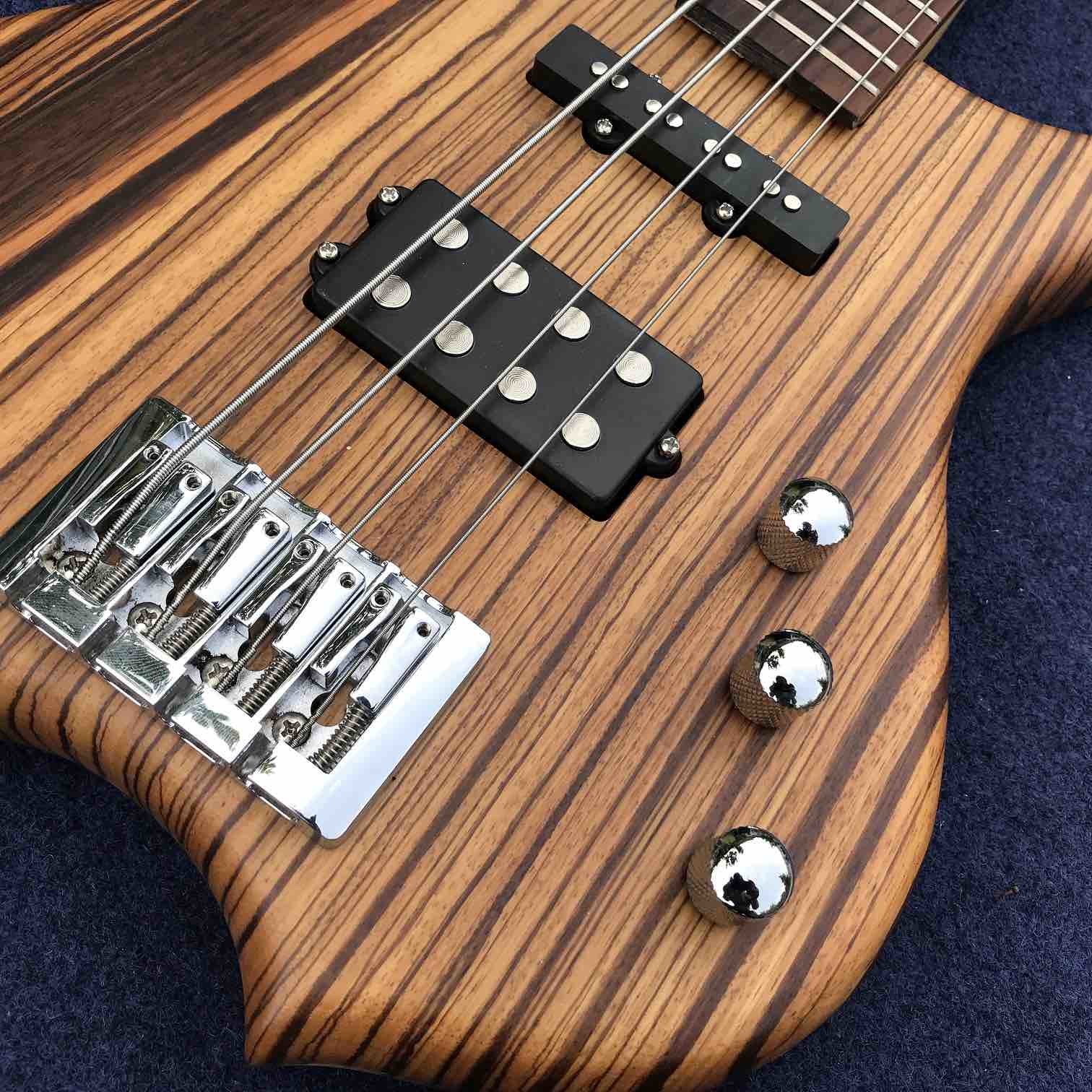 2020 New 4 Strings Buzzard Natural Color Top Neck Through Bass Guitar