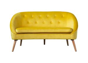 Quality 137cm Length Yellow Velvet Lounge Sofa With Pine Wood Legs wholesale