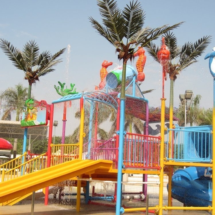 Water Play Equipment Park Fiberglass Spray House with Kids Slide