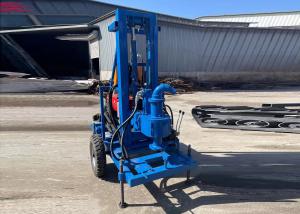 Quality Water Well Drilling Rig Trailer Mounted 100mm Hole Diameter Blue Diesel Engine wholesale
