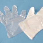 Popular Folding Transparent Plastic Gloves , Disposable Polyethylene Gloves