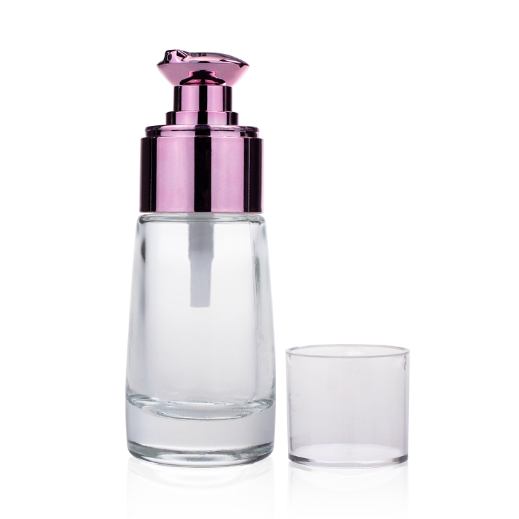 Fashion Oil Cosmetic Glass Bottle 30ml Lotion Pump Liquid Foundation Serum Bottle