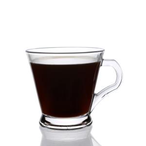 Quality 175ml Clear Coffee Glass Mug , Glass Demitasse Cups small With Handle wholesale
