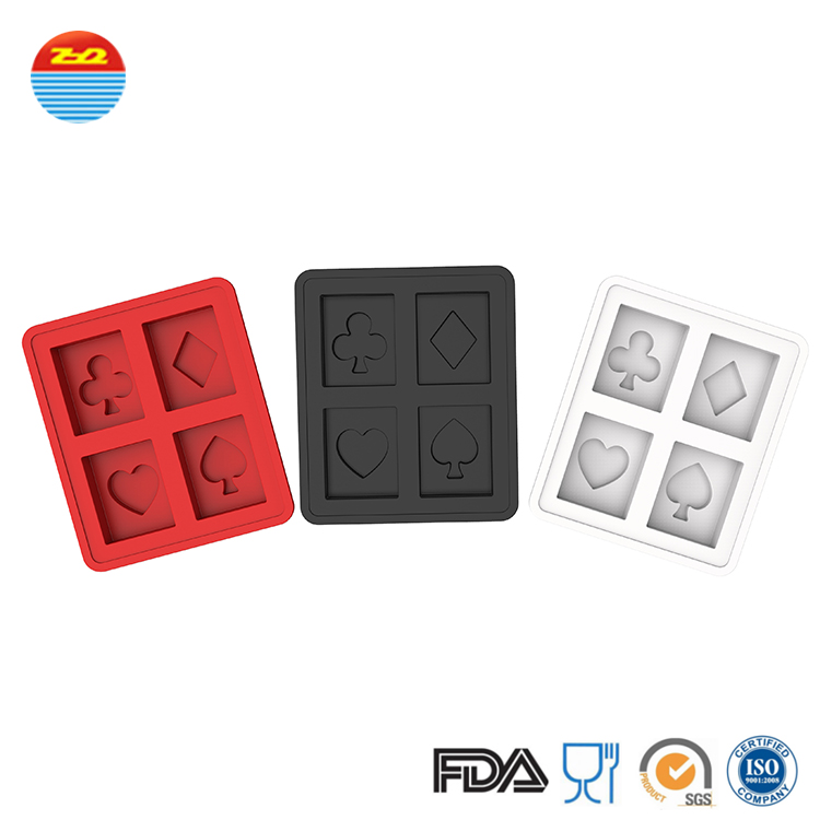 Poker Ice Cream Silicone Ice Trays Environment Protection With Matt Surface
