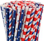 Biodegradable Patriotic Theme Foil Red White And Blue Paper Straws