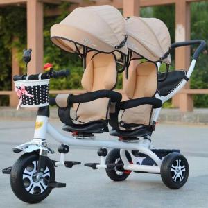 Quality Stylish Two Seat Baby Twin Tricycle Stroller Double Stroller Tricycle 30kg Max Load wholesale
