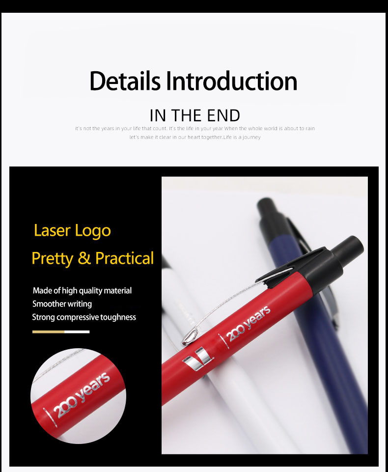 Colorful Metal Ballpoint Pen Press Style Classic Aluminum Ball Pen With Clip