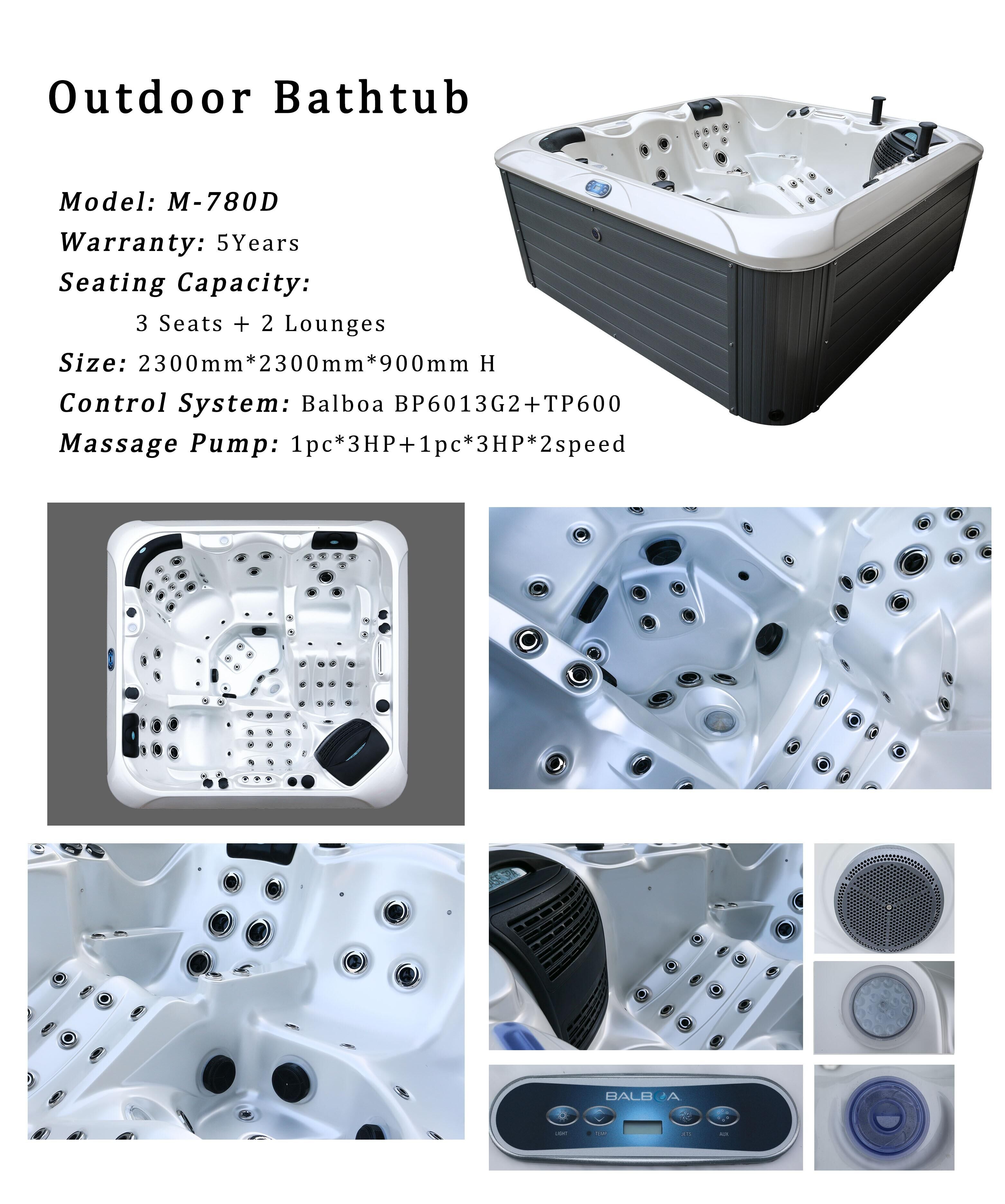 Garden 5 Seats Luxury Massage Spa Bathtub Outdoor Whirlpool Hot Tub Acrylic Freestanding Spa Tub For Villa