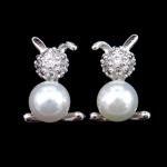 Wedding Bridal Natural Freshwater Pearl Stud Earrings Jewelry 925 Sterling