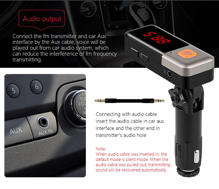 3 In 1 Bluetooth Hands Free Speaker Play Music Car Charger Support FM Radio