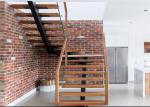 CFoshan Steel Structure Straight Flight Staircase , Durable Double Beam Design