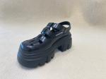 Belt Buckle Braided Black Platform Sandals Bowhead Hollow Out And Foam Outsole