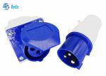 220-250V 16A Industrial Connector Male And Female Single Phase 2P+E Blue Color