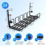 No Drill Steel Mesh Cable Organizer Under Table Cable Duct Desk for Easy Cable