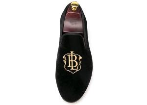 Quality Luxury Mens Velvet Loafers Strap Casual Style Black Velvet Suede Shoes wholesale