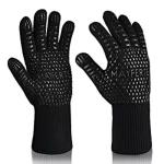Kitchen Cooking Black Aramid Heat Resistant Work Gloves Barbeque Oven Mitts