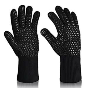 Quality Kitchen Cooking Black Aramid Heat Resistant Work Gloves Barbeque Oven Mitts wholesale