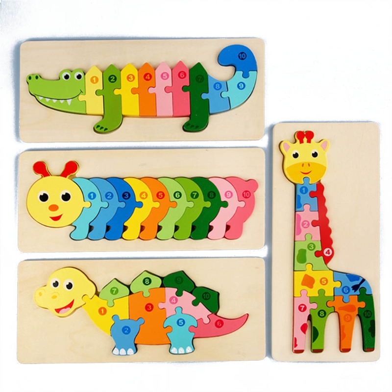 Montessori 3D Wooden Block Puzzle Toys Thicken Wood Jigsaw Early Learning