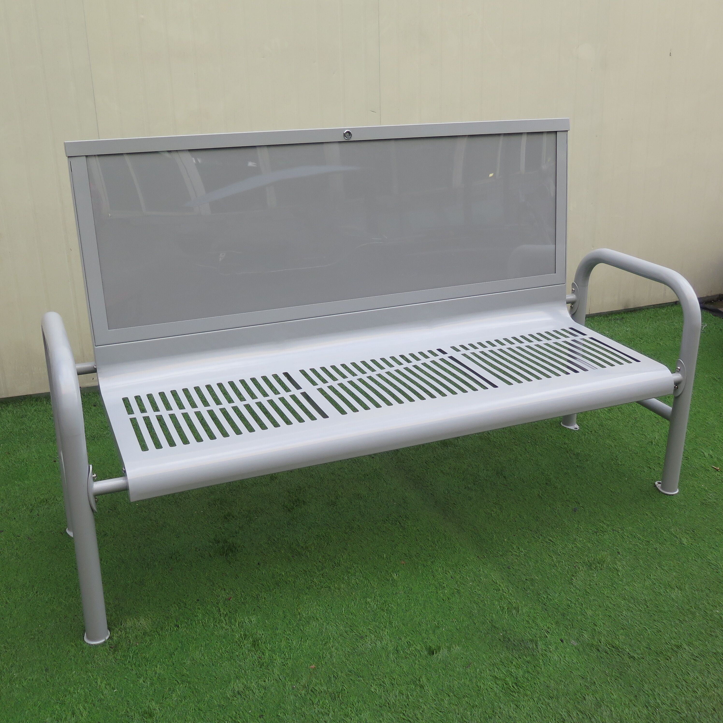 Waterproof H1100mm Metal Outdoor Bench Seat With Lock