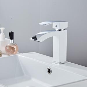 Quality Brass Single Hole Single Handle Basin Mixer Tap In Chrome White wholesale